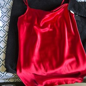 Red satin dress